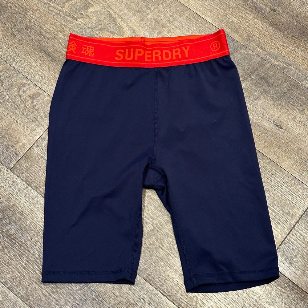 Superdry Navy Spandex Shorts with Red Waistband US 6 New with Tags